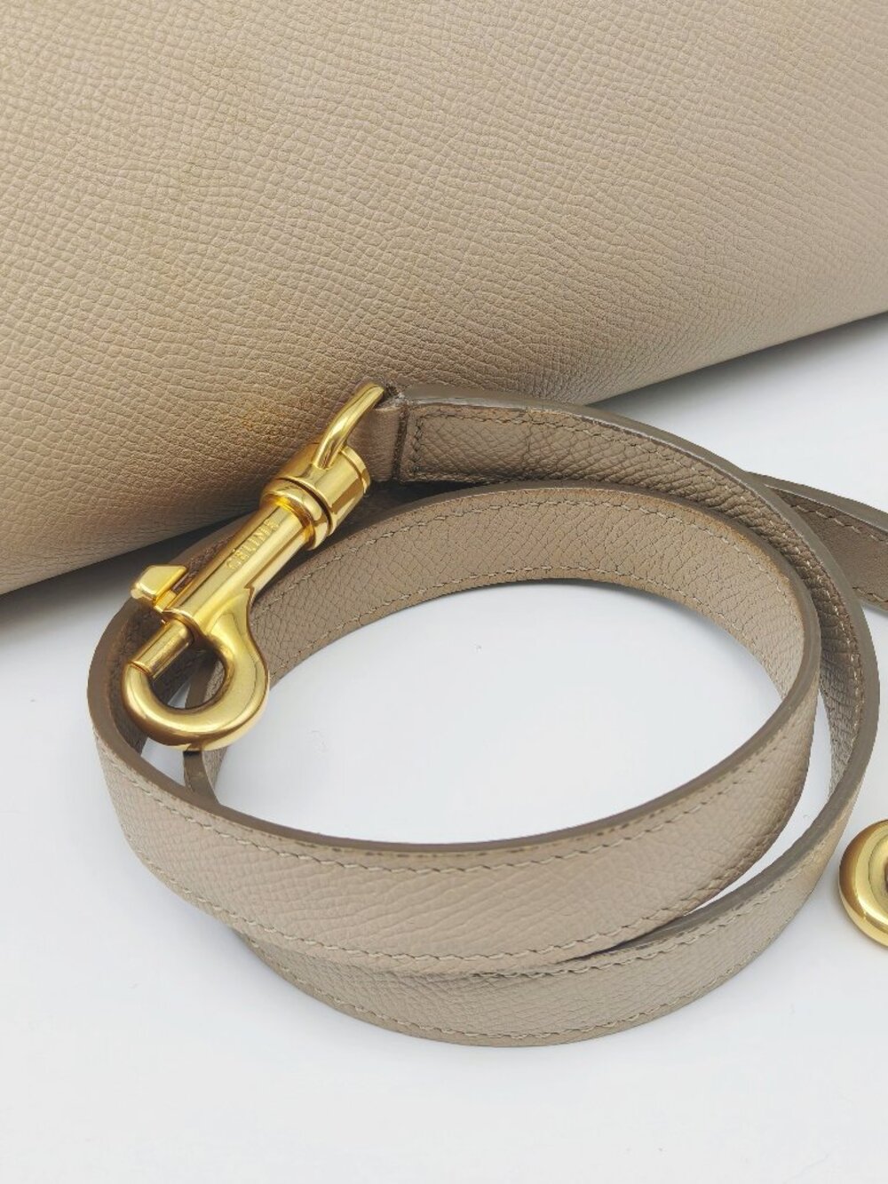 Celine Mini Belt Bag Beige Grained Leather Top Handle Handbag - Picture 12 of 13